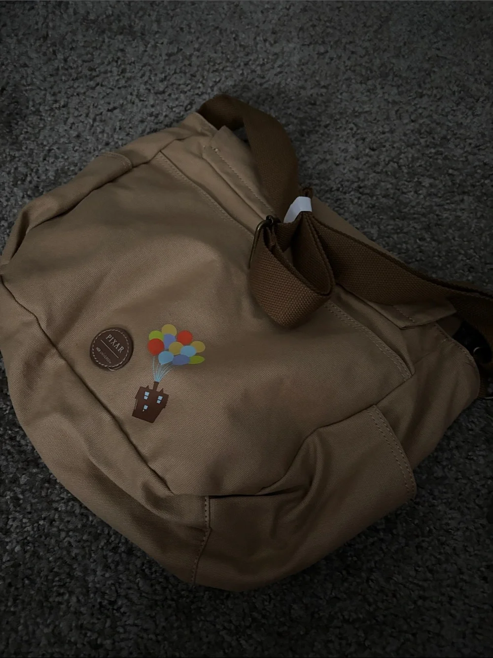Disney UP Tan Canvas Messenger Bag with Decorative Patches